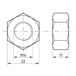 Šešiakampė veržlė DIN934 M14x2.00, plienas, 8 klasė, Kramp 93414B