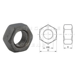 Šešiakampė veržlė DIN934 M10x1,50, plienas, 8 klasė, Kramp 93410B