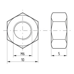 Šešiakampė veržlė DIN934 M6x1.00, plienas, 8 klasė, Kramp 9346B