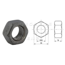 Šešiakampė veržlė DIN934 M20x2.50 plienas 8 klasė Kramp 93420B