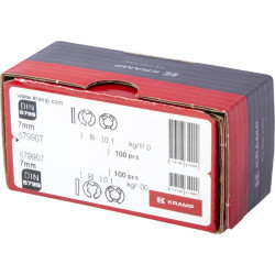 E formos spaustukas, išorinis, 8x0,9 mm, DIN6799, plienas, Kramp 679907