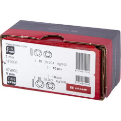 E formos spaustukas, išorinis, 6x0,7 mm, DIN6799, plienas, Kramp 679905