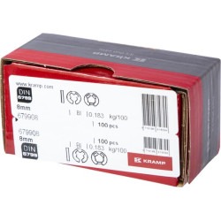 E formos spaustukas, išorinis, 9x1 mm, DIN6799, plienas, Kramp 679908