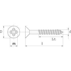 Medsraigtis 4,5x45 mm PZ2 kryžminė galvutė, plienas, Kramp SPS4545P200