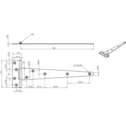 T formos vyris 12"/300 mm, tvirtas, cinkuotas TO4196BG