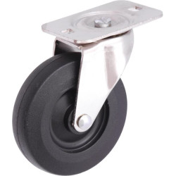 Pasukamas ratukas, guminis ratas: skersmuo 76, tvirtinimas plokštele, MVP BE26001