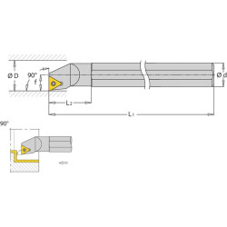 Sukamasis laikiklis, dešinysis 90° STFCR S20QSTFCR16