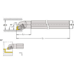 Sukamasis laikiklis, dešinysis 95° DWLNR S25RDWLNR08