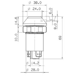 Massey Ferguson 3709 (VKKMF4BWEHC042001-) 11105010PN Stūmoklinis jungiklis, pavojaus žibintai, apvalūs, raudoni