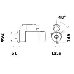 Case - IH 225 IS1114 Starteris 12V, 4,2kW, 10 dantų, CW, Mahle