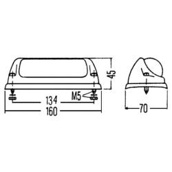 Massey Ferguson 184S 2BE001278011 Krypties ir gabaritinis apšvietimas LH 18W, stačiakampis, 12V, gintaro spalvos/skaidrus, užsuk
