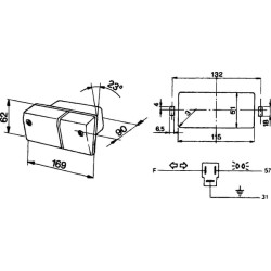 Massey Ferguson 690 03158000 Krypties ir padėties apšvietimas LH Halogeninis, priekis, stačiakampis, 12V, gintaro spalvos/skaidr