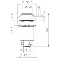 Massey Ferguson 3315 11105130PN Stūmoklinis jungiklis, pavojaus žibintai, apvalūs, raudoni