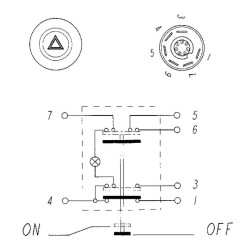Massey Ferguson 3315 11105130PN Stūmoklinis jungiklis, pavojaus žibintai, apvalūs, raudoni