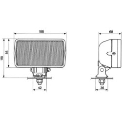 Massey Ferguson 3425 05299000 Darbinis šviestuvas halogeninis, 55W, stačiakampis, 12V, skaidrus, Cobo