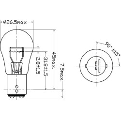 Massey Ferguson 6613 B1203 lemputė Įprasta sfera S25 12V 21W/5W BAY15d Kramp