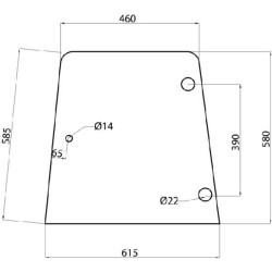 Massey Ferguson 352 D6904A Šoninis stiklas