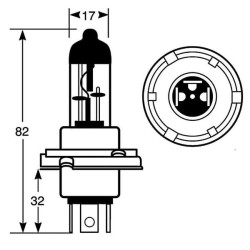 Massey Ferguson 230 VLC0012 lemputė Halogen R2 12V 60W/55W Vapormatic