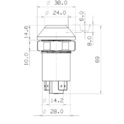 Massey Ferguson 2680 11100090PN Stūmoklinis jungiklis, pavojaus žibintai, apvalūs, raudoni