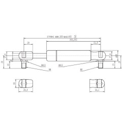 Massey Ferguson 4225 CA094552 Dujinis statramstis L485mm 150N Stabilus