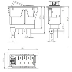 New Holland T5.95 L/Cab SW10054KR svirties jungiklis, (I)-0-(II), mama ant mamos, 12V, 4 kontaktų, variklio sukimosi greičio aut