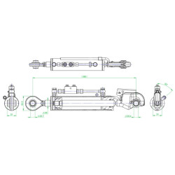 New Holland T4030 TCVNNE357023022 Hydraulic top link with extended endcap, valve and hook