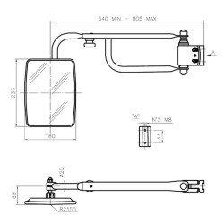 New Holland TL70A CA6101001 Mirror with telesc.arm L/R