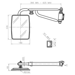 New Holland TN65D CA6103001 Mirror with telescopic arm left