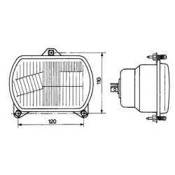 New Holland TN85FA 05389000 Headlight insert Halogen, rectangular, transparent, 155x65x155mm, Cobo