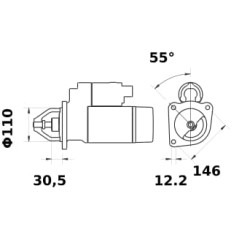 New Holland 6635 MS78 Starter 12V, 2.6kW, 9T, Kramp