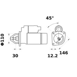New Holland 7635 MS79 Starter 12V, 4.2kW, 9-teeth, CW, Mahle