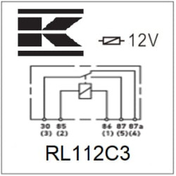 New Holland 7740 RL112C3 Mini relay 12V, changeover, 30A/40A, with holder