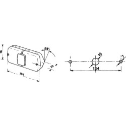 New Holland TD70DPlus 1097773 Rear light LH rectangular, 12V, red/amber, bolt on, 184x76mm AMP plug, Cobo