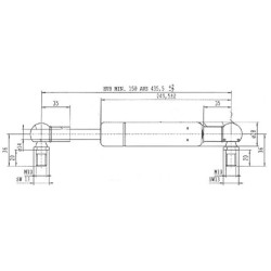 New Holland TVT170 CA2364LZ Gas strut L435.5mm 1900N Stabilus