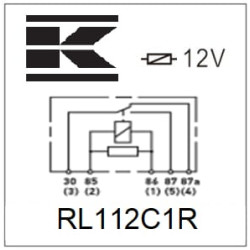 New Holland TVT195 RL112C1R Mini relay 12V, changeover, 30A/40A, with resistor, without holder