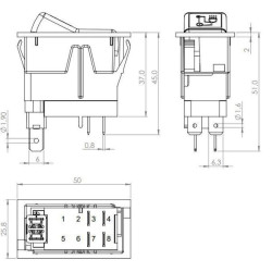 New Holland T4.65 Stage V W/Cab (6/20 -) SW10050KR svirties jungiklis, I-0, išjungtas, 12V, 4 kontaktų, pagalbinis priekinis žib