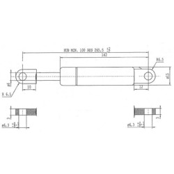 Case - IH 743 / 743XL CA082511 Dujinis statramstis L265.5mm 200N Stabilus