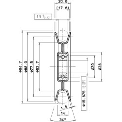 Skriemulio skersmuo 89 mm / skylės centras 15,875 mm 1256015550