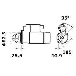 Starteris 12V, 2,6kW, 9 dantų, pagal laikrodžio rodyklę, Mahle IS1217