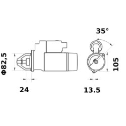 Starteris 12V, 2,7 kW, 13 dantų, pagal laikrodžio rodyklę, Mahle IS1425