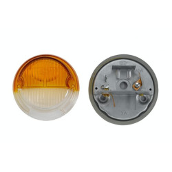 Posūkių ir gabaritinis žibintas 18/3W, apvalus, 12V, gintaro spalvos/skaidrus, skersmuo 78 mm, Hella 2BE001259061