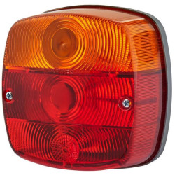Galinis žibintas kvadratinis, 12/24V, raudonas/oranžinis/baltas, tvirtinamas varžtais, 121x56x121 mm, Hella 2SE002578701