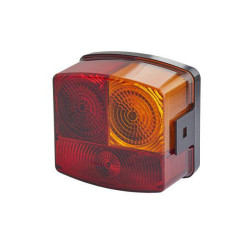 Galinis žibintas dešinysis, kvadratinis, 12V, gintaro/raudono spalvos, prisukamas, 95x54,5x90 mm, Hella 2SD002776241