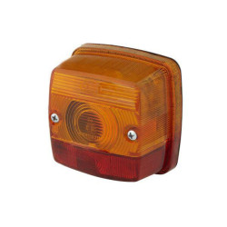 Galinis žibintas kvadratinis, 12/24V, raudonas/oranžinis, tvirtinamas varžtais, 84x51x84 mm, Hella 2SW003014131