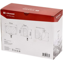 Darbo LED žibintas, 40 W, 4000 lm, stačiakampis, baltas, 152 x 75 x 108 mm „Deutsch“ kištukas, platus srautas, 8 LED, Kramp LA10