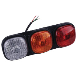 Galinis žibintas stačiakampis, 12/24V, raudonas/oranžinis/baltas, tvirtinamas varžtais, 334x112x57 mm, Britax L1300LB