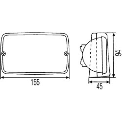 Darbo žibintas halogeninis, 55/70W, stačiakampis, 12/24V, baltas, 155x45x94mm, Hella 1GA996082001