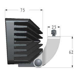 LED darbo žibintas, 40 W, 4000 lm, stačiakampis, baltas, 152 x 75 x 108 mm „Deutsch“ kištukas, platus srautas, 8 LED, Kramp LA10