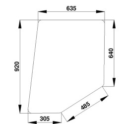 Case - IH 745S D520484 Durų stiklas
