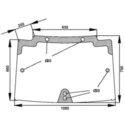 Case - IH Quantum 75C D6861 Pakreipiamas priekinis stiklas